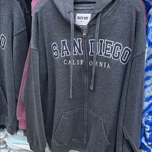 San Diego California Charcoal Zip Hoodie men’s women